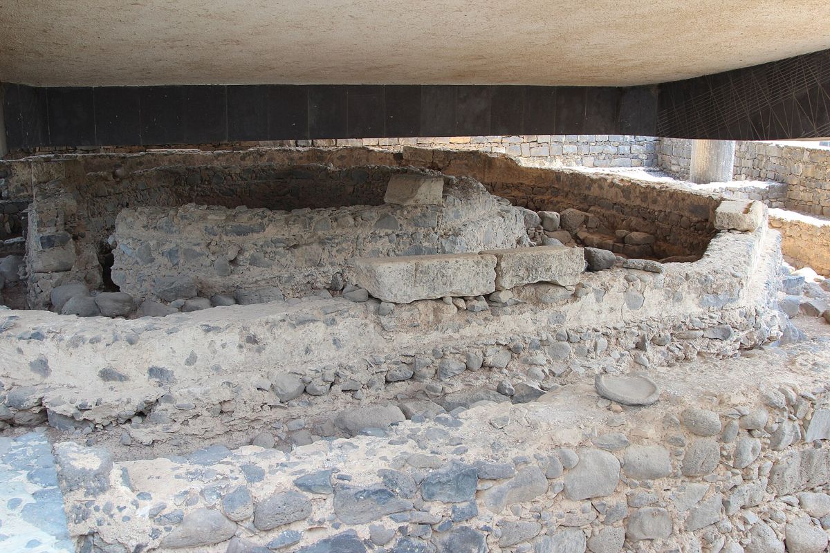 Remains of the house venerated as Peter's, under the modern church at Capernaum.