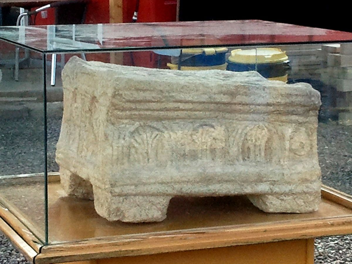 The Magdala stone, as displayed at Magdala (2012).